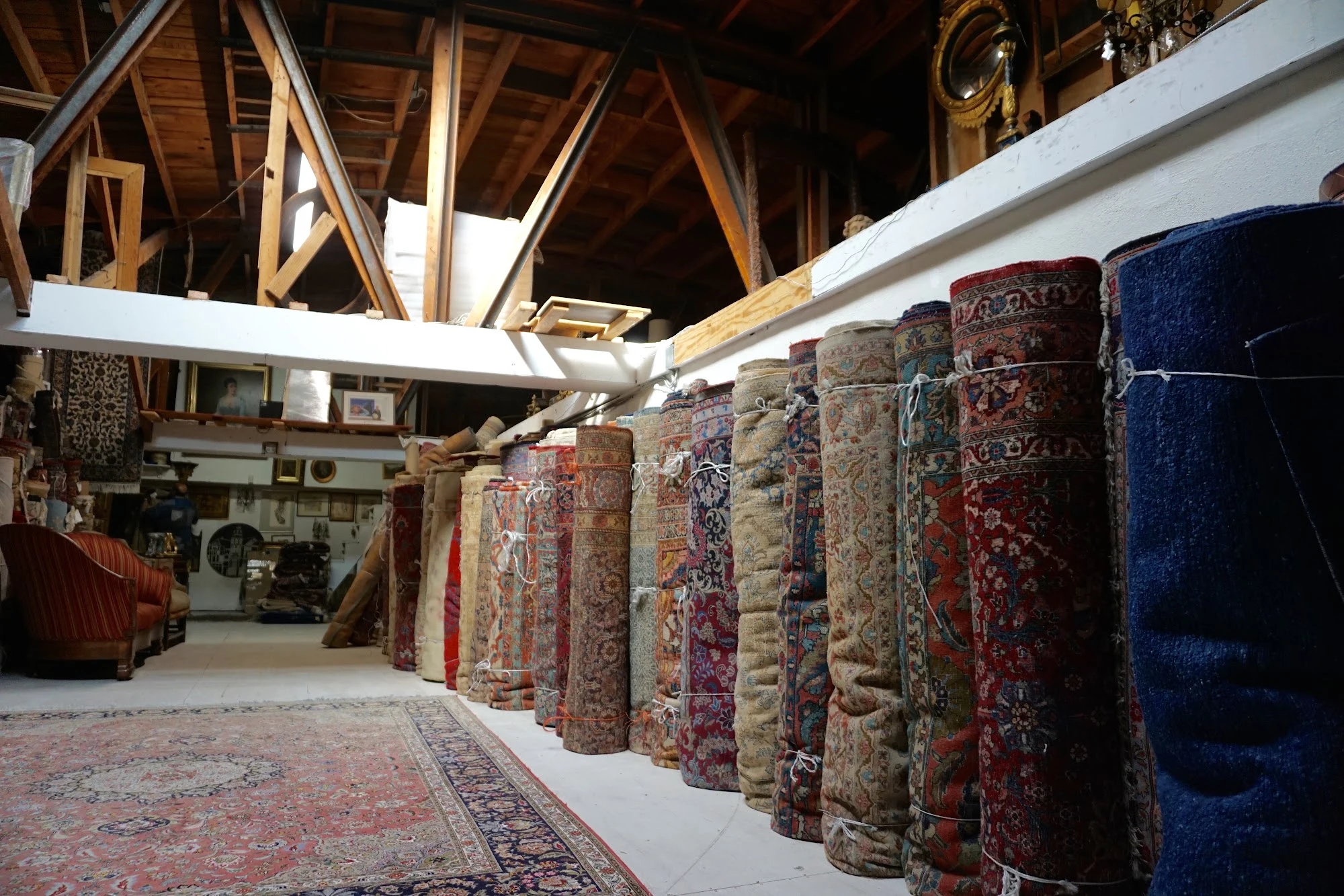 Layers of rugs in the RugLooms showroom